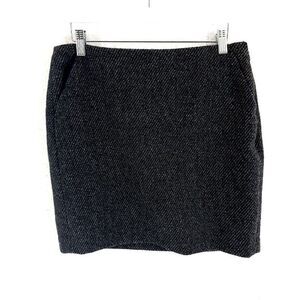 Banana Republic‎ Black Gray Tweed Wool Polyester Skirt Size 6 31/16.5